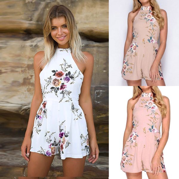 

комбинезоны для женщин ползунков для женщин трико женщин летней моды печати цветочных шорты комбинезон легкого костюма с шортами комбинезоны, Black;white