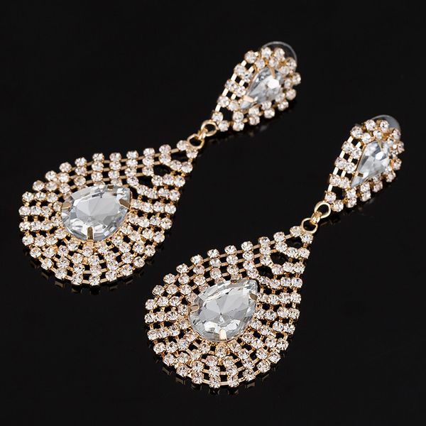 

autumn sweet micro insert rhinestone ear nail earrings 8 word eardrop ornaments, Golden
