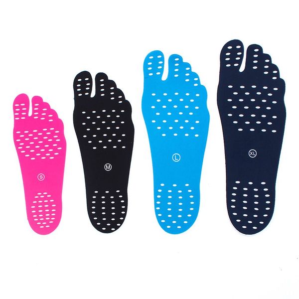 

1 pair soft adhesive foot pad feet sticker insoles flexible beach feet protection shoes, Black