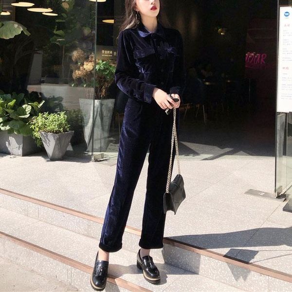 

velvet jumpsuits rompers women trousers female fashion clothing, Black;white