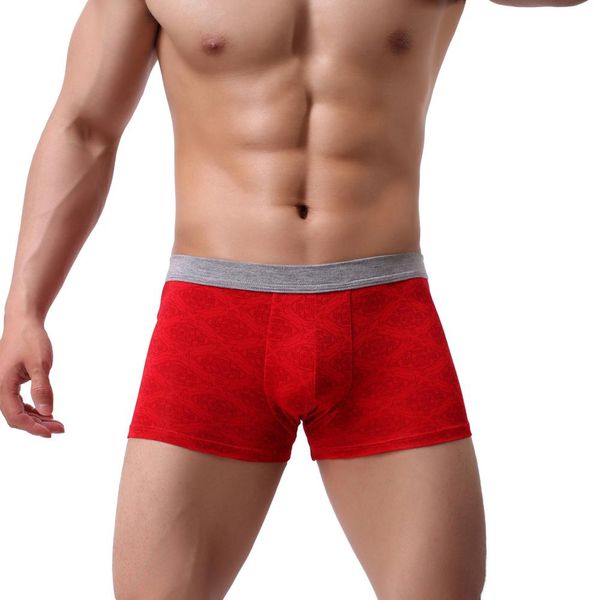 

rectangle print men panties soft breathable boxers u convex elastic underwear mid rise underpants panties shorts male fashion, Black;white