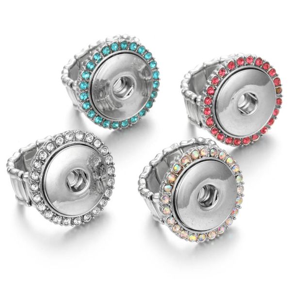 

crystal 10pcs/lot 18mm snap button band ring for women diy jewelry adjustable rings metal ginger, Silver