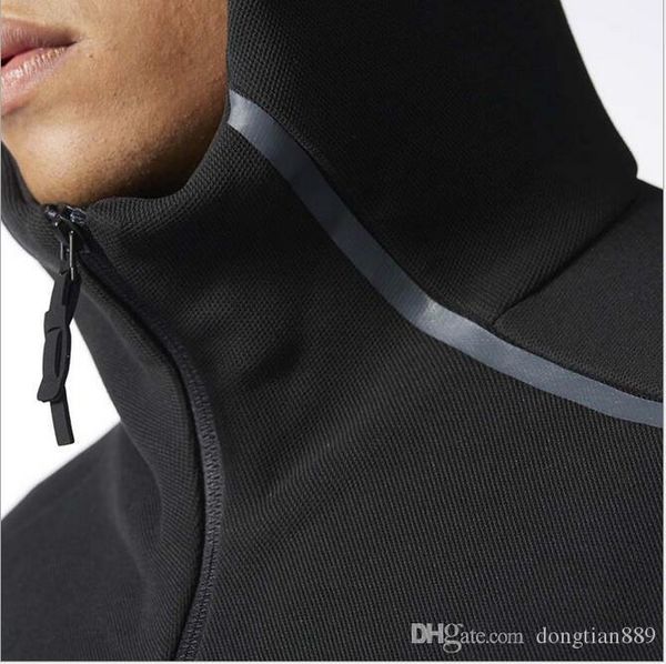 

новый бренд z.n.e капюшоном мужские спортивные костюмы черные белые костюмы с капюшоном куртка мужчины женщины ветровка zipper sportwear мод, Black;brown