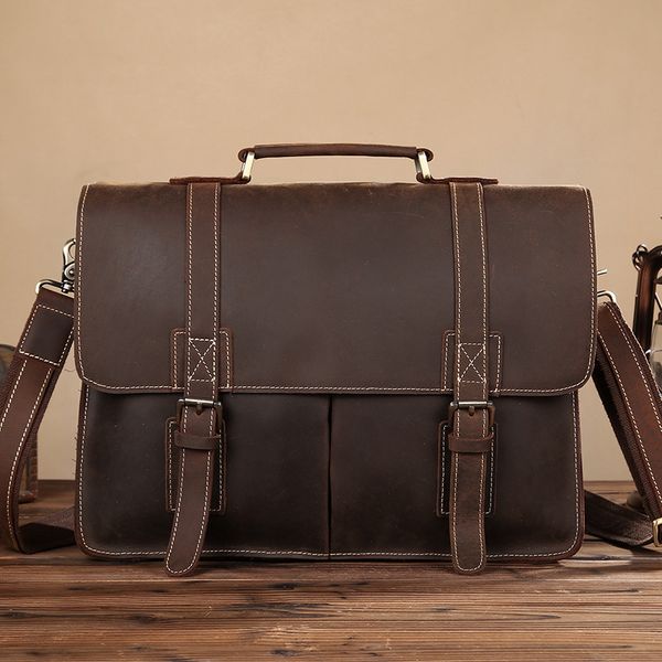 

johnature crazy horse leather lapbag 2020 new retro men briefcase first layer cowhide handbag mens business messenger bag
