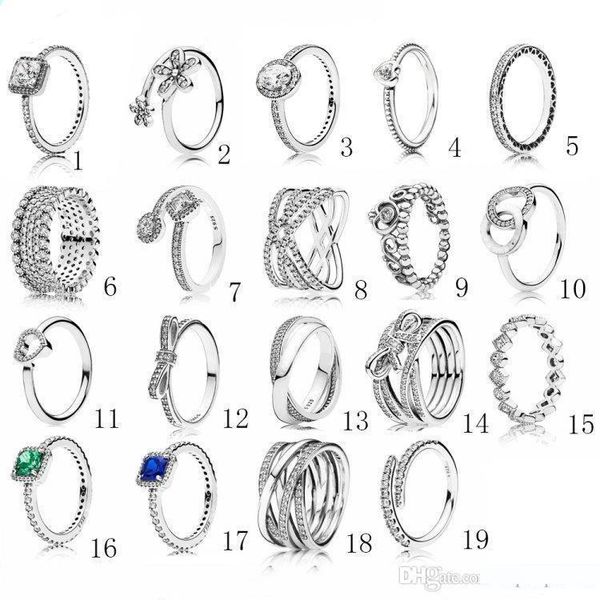 

925 стерлингового серебра pandora style кольца престижное дизайнер ювелирных изделий женщин кольца бриллиантовое кольцо свадьба обручальное, Slivery;golden