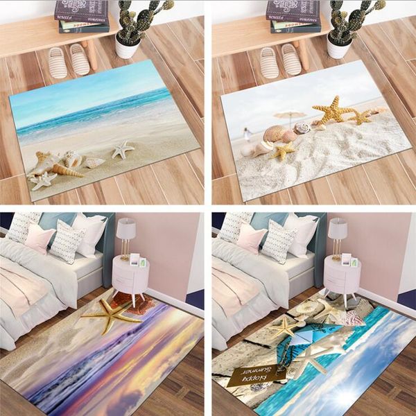 

beach door mat room carpet rectangle bedroom floor mats sofa bedsides foot pad bay window cushion eco-friendly blue sky print