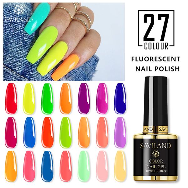 

saviland neon fluorescent gel nail polish soak off uv gel varnish nail series neon polish design art, Red;pink
