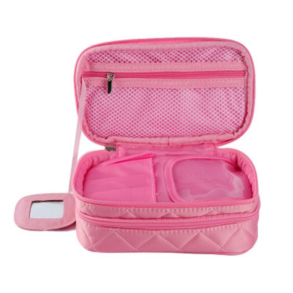 

double layers makeup bag waterproof rhomboids travel cosmetic toiletry necessaries bag case lxx9