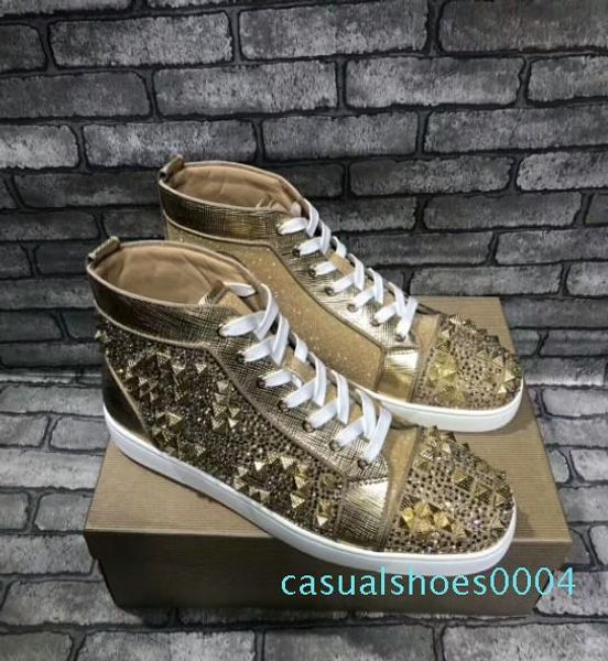 

red suede + mix spikes high red bottom sneakers shoes for women,men famous brand casual walking -- party wedding ac04, Black