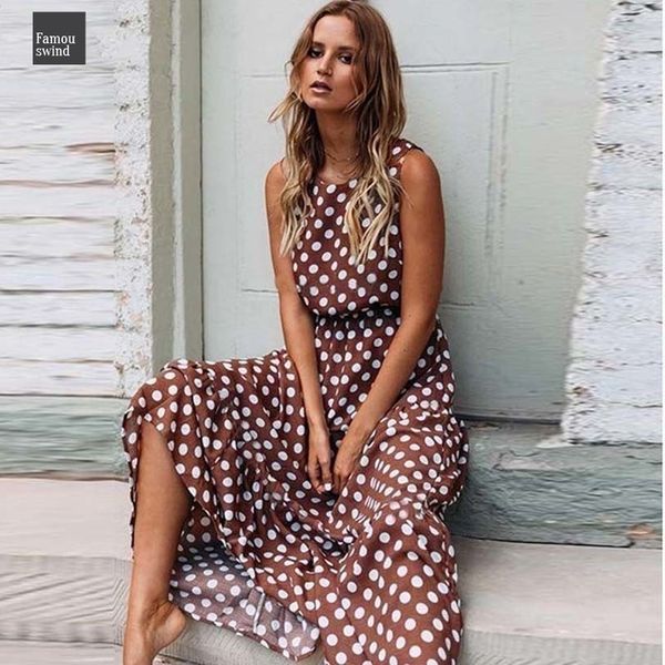 

maxi polka dot dress women boho summer beach party dress elastic waist dot long elegant dress casual vestidos, Black;gray