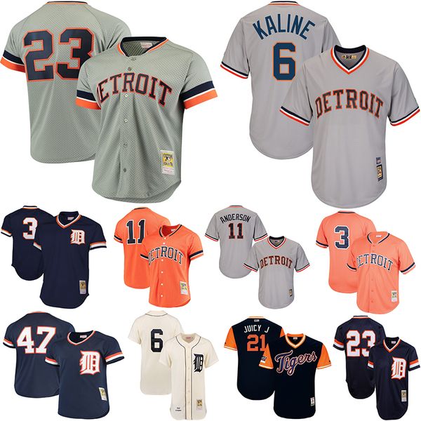 

Detroit Men's Tigers Kirk Gibson Alan Trammell Al Kaline Sparky Anderson 1984 Cooperstown Collection Mesh Batting Practice Baseball Jersey