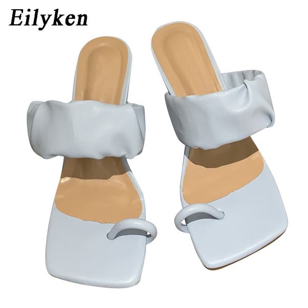 

2020vintage square toe clip toe flip flops women slippers fashion pleated leather sandals low heel ladies party dance shoes, Black