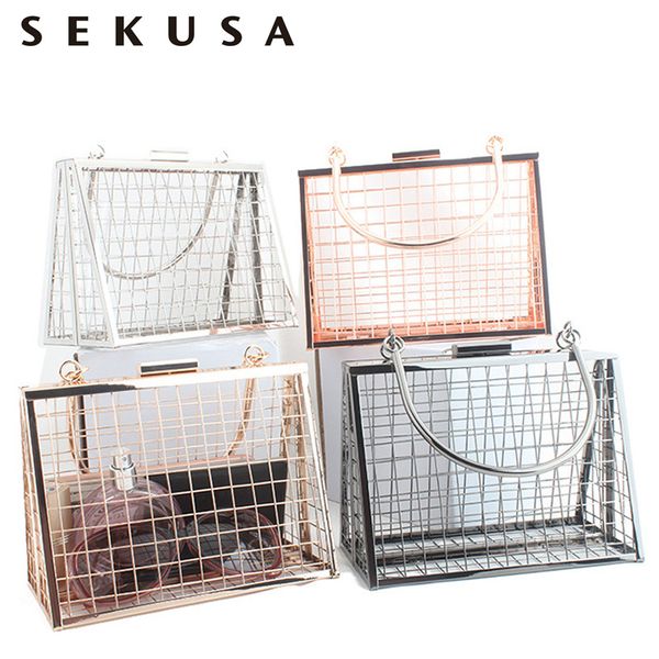 

sekusa hollow out fashion small day clutch metal golden mixed color party wedding bridal evening bags