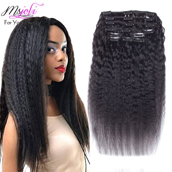 Clip In Human Hair Extensions Natural Brazilian Remy Hair Kinky