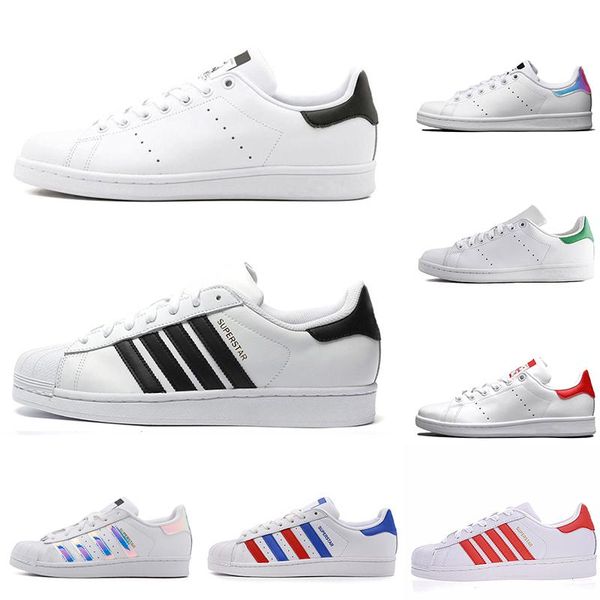 

r og superstar stan smith men women casual shoes green black white blue red pink silver mens fashion leather shoe flats sneakers 36-45, White;red