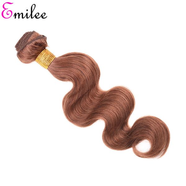 

emilee pre-colored #30 light brown hair peruvian body wave brown hair 4 bundles #30 ombre human hair weave, Black