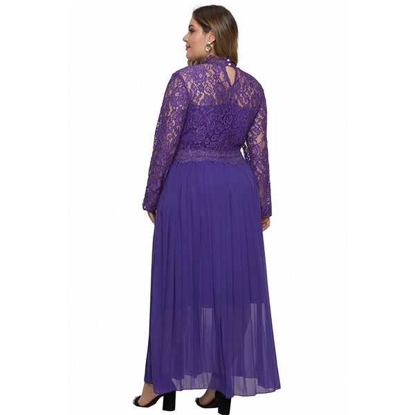 

ins european and american-style fat sister jin dress years of the new turtle-neck long-sleeve lace large size tulle skirt sale, White;black