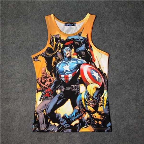 

avengers men summer quick dry 3d print vest fashion style crew neck sleeveless tshirts causel clothing, White;black