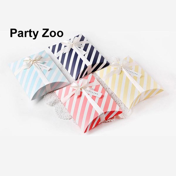 

500 x korean style large pillow box 18.5x13.5x3.5cm colorful stripe favor sweets gift boxes wholesale