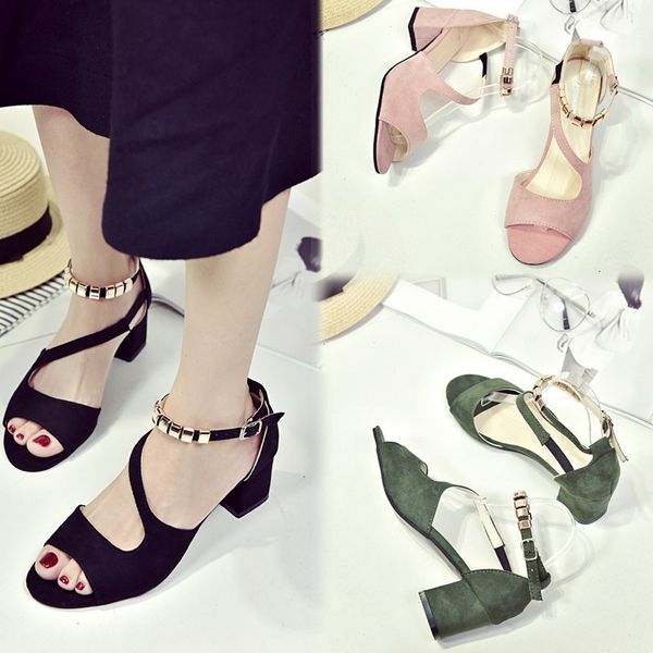 

fish mouth with thick heel all-match women's fashion sandals shoes, Black