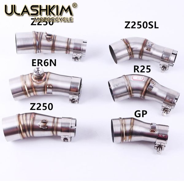 

er6n r25 r3 gp adapter motorcycle exhaust middle pipe muffler link pipe middle section for ninja 250 250r z250 z300 q