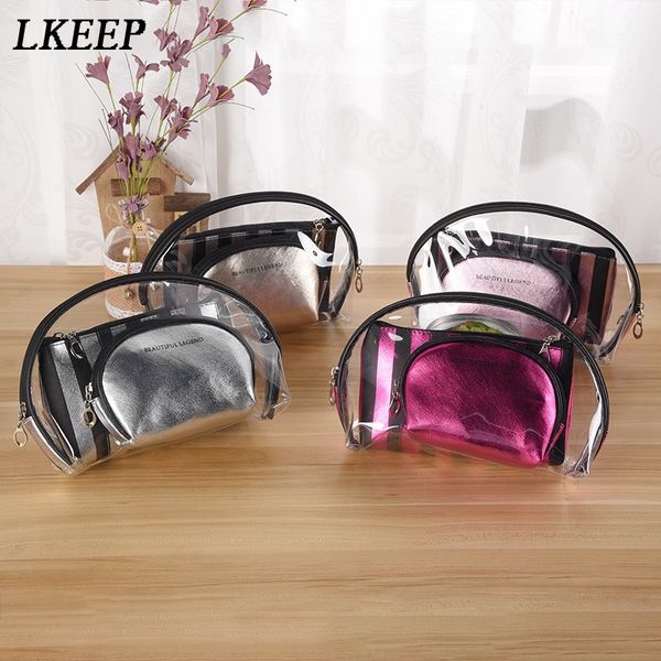 

3pcs/set travel cosmetic bag case makeup bag neceser travel organizer toiletry transparent makeup case kit ponch