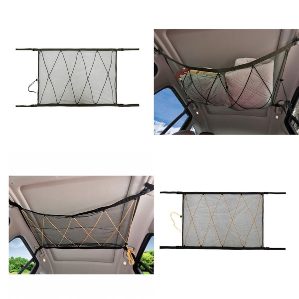 

2 pieces 35\"x25\" elastic car roof ceiling cargo mesh bag for jeep van suv