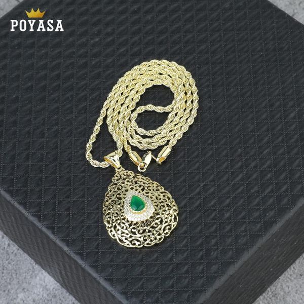 

moroccan caftan wedding gold pendant for women green stone fashion jewelry copper pendant, Silver
