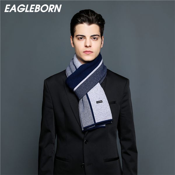 

eagleborn classic scarves men fashion plaid autumn winter scarves men's cashmere spinning fashion warm neckerchief, Blue;gray