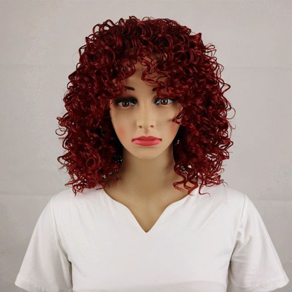 Medium Length Explosive Short Curly Hair Heat Resistant Fashion