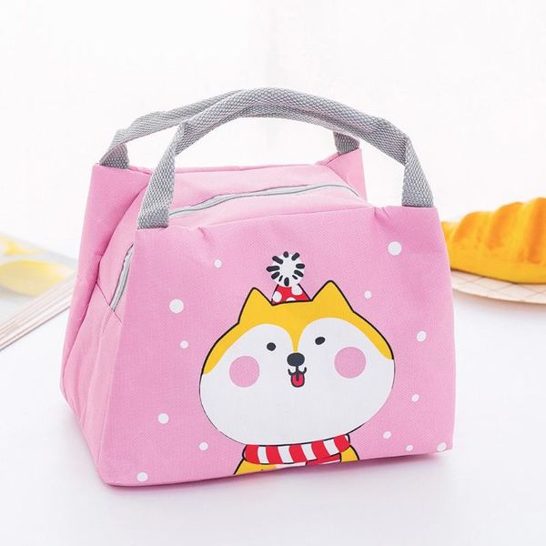 

insulated lunch bag fashion portable cartoon lunch fresh pouch office picnic drink cold handbag launcher handbag totes, Blue;pink
