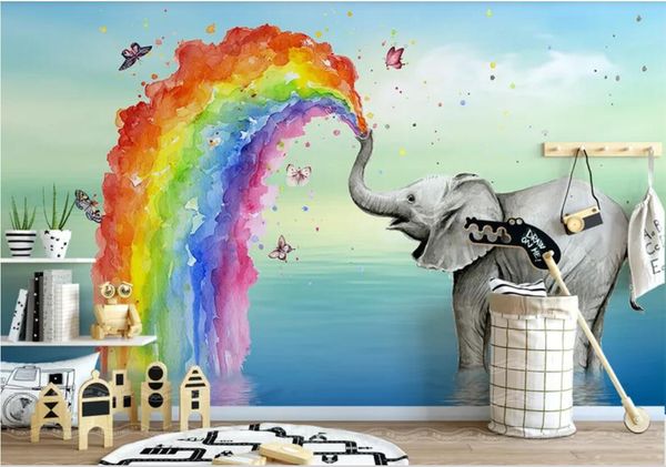 

3d wallpaper custom p mural nordic simple cute elephant watercolor children's house background wall home decor wall art pictures