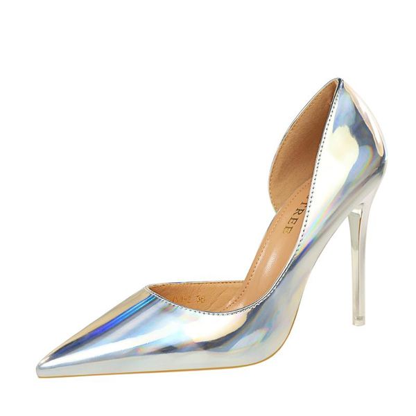 

2020 fashion high heels women pumps tacones mujer plus size thin heels classic green silver prom wedding bridal shoes k0300, Black