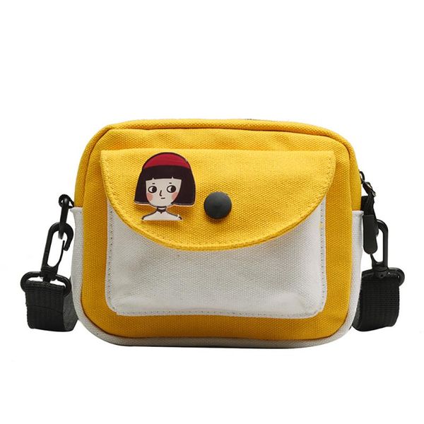 

women cute canvas bag teenager school versatile contrast color small square bags travel wild small square bags pochette femme