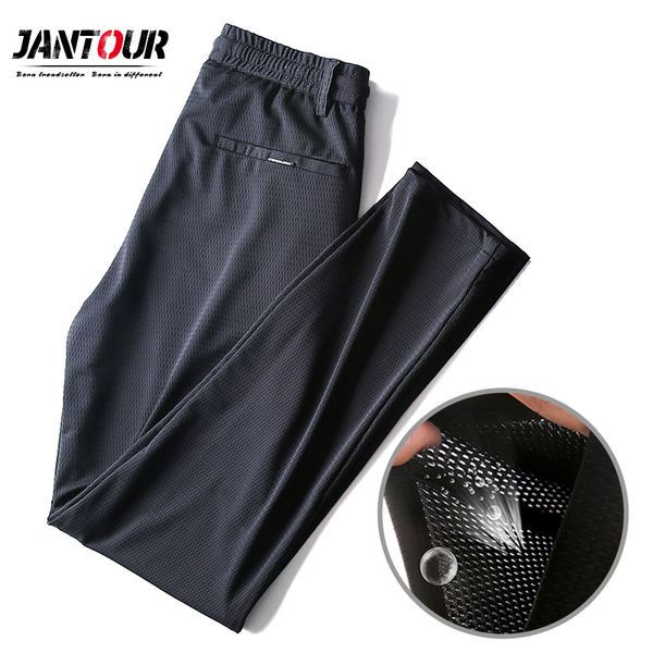 

brand 2019 new thin mesh fabric pants men summer breathable sport slim fit casual male jogging sweatpants trousers mens pant, Black