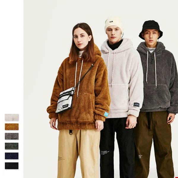 

vimass new loose vintage solid color удобные длинные флисовые толстовки с капюшоном весной 2020 года, Black