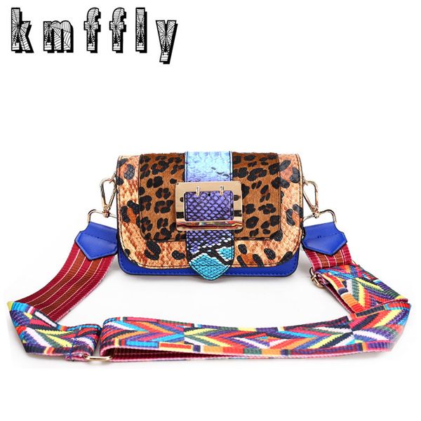 

fashion leopard women shoulder bags with color shoulder strap messenger bag luxury sac a main flap crossbody bags cj191219