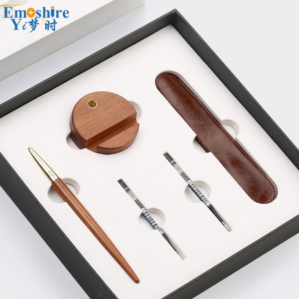 

new signature pen wood ballpoint pen metal brass roller ball solid wooden phone bracket student custom lettering logo p695, Blue;orange