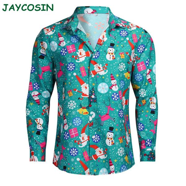 

jaycosin men clothes 2019 christmas 3d printing long sleeve shirt men fashion shirt blouse streetwear autumn winter 1122, White;black