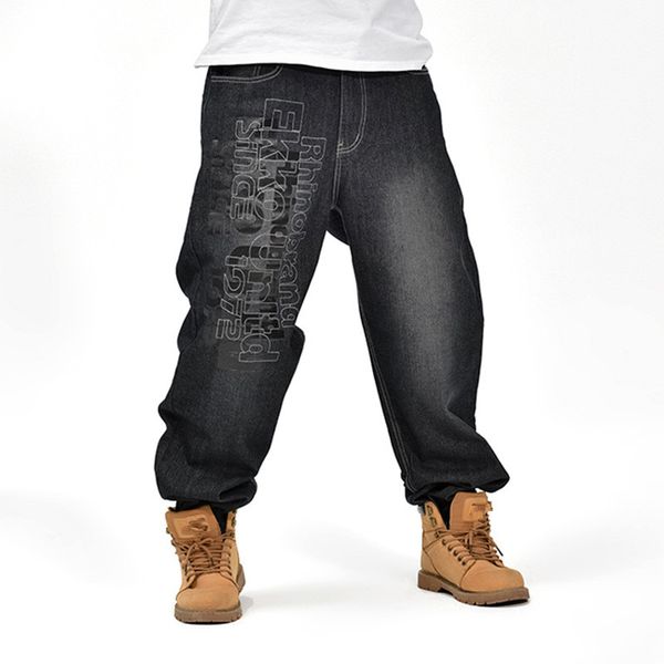 

fashion big size 46 men jeans hiphop seasons leisure loose men's hip hop denim pants new baggy jeans long trousers male bottoms, Blue