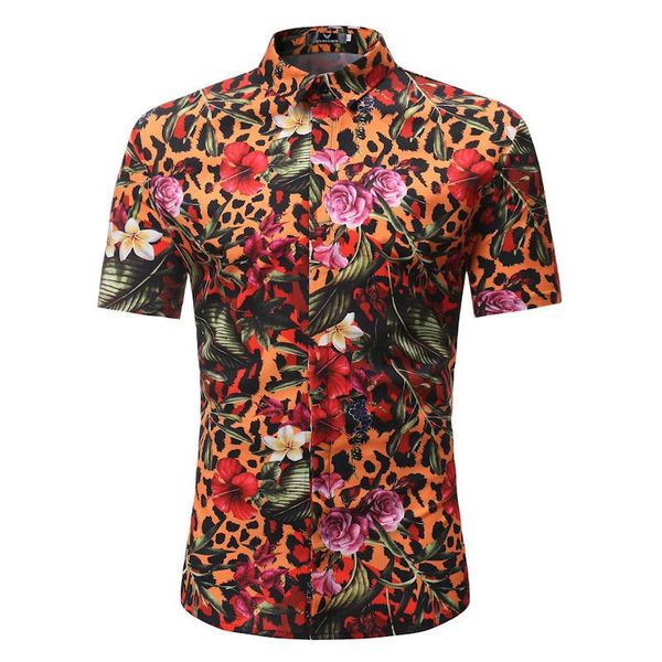 

mens print hawaiian shirt male casual camisa masculina printed 6 colors beach shirts short sleeve brand clothing super, White;black