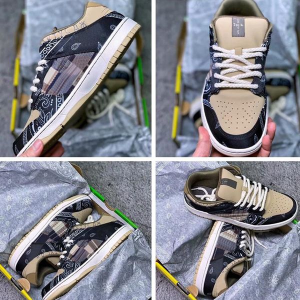 

2020 travis scott x dunk sb low running shoes men low black gold suede total orange volt skeleton phantom shadow sports sneakers