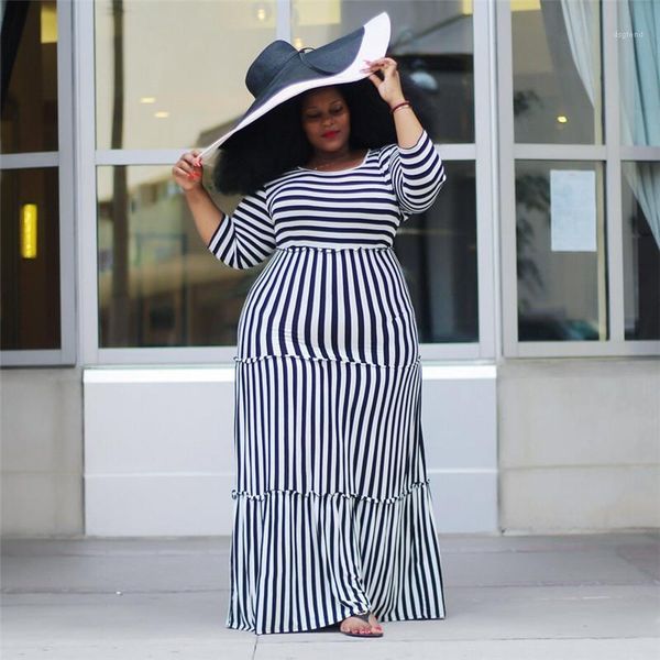 

maxi dresses fashion long sleeve females clothing stripe panelled women casual dresses designer plus size womens, Black;gray