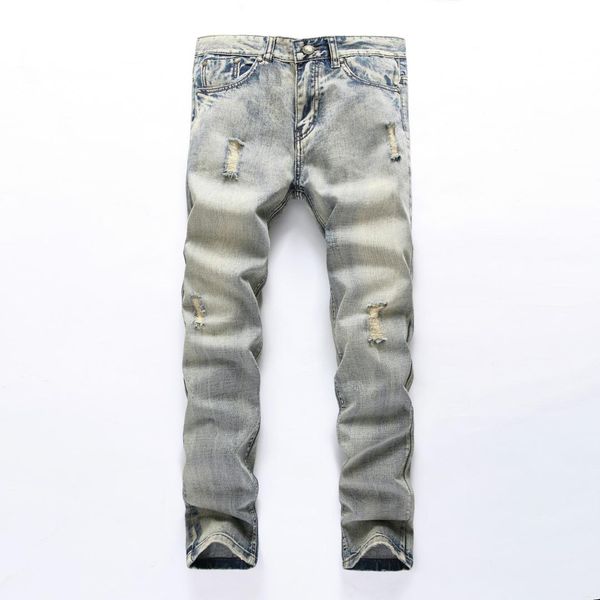 

gray jeans men 2018 vintage denim pants slim jean homme, Blue