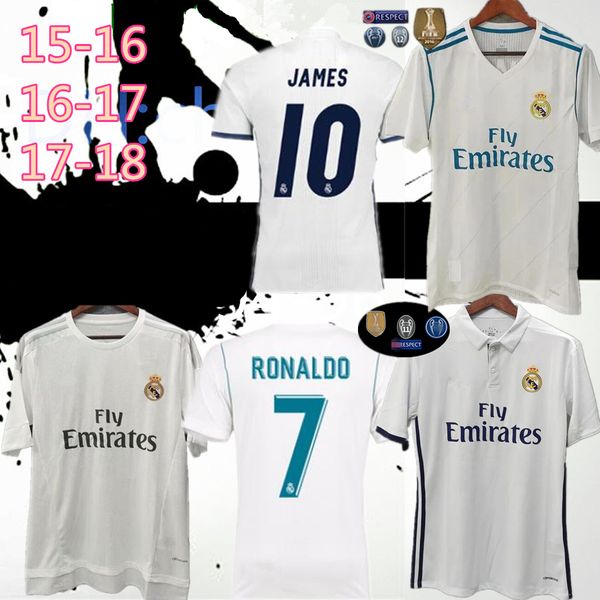 

2015 16 2017 2018 retro real madrid soccer jerseys 10# modric #9 benzema bale home white soccer shirts retro football uniforms customized, Black;yellow