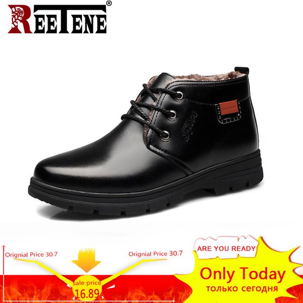 

reetene ankle men's boots for sneakers shoes men high-hiking warm men snow boots new style business fashion winter, Black