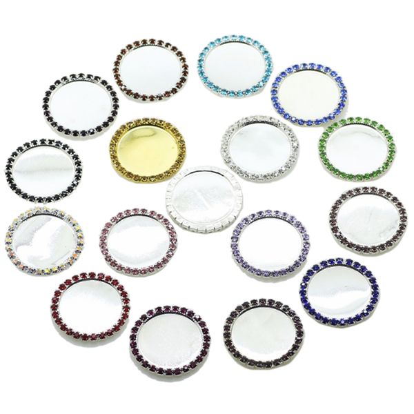 

100pc internal 25mm mixed color rhinestone button tray, Blue;slivery
