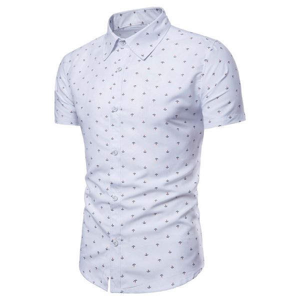 

new fashion men shirt turn down collar printed shirt mens short sleeve shirts casual loose camisa masculina, White;black