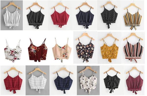 

wear outside fashion female clothes tanks women summer floral prints vest thin sling v-neck designer bow women, Black;white