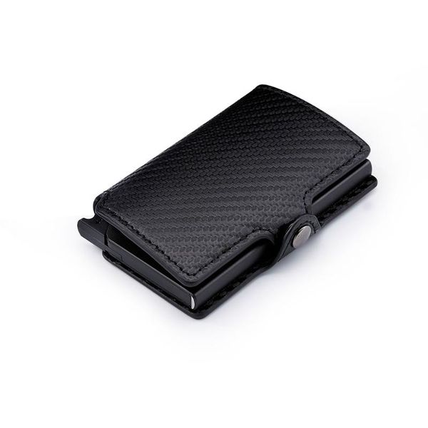 

carbon fiber original business bank id automatic up metal holder wallet rfid blocking aluminum case, Red;black